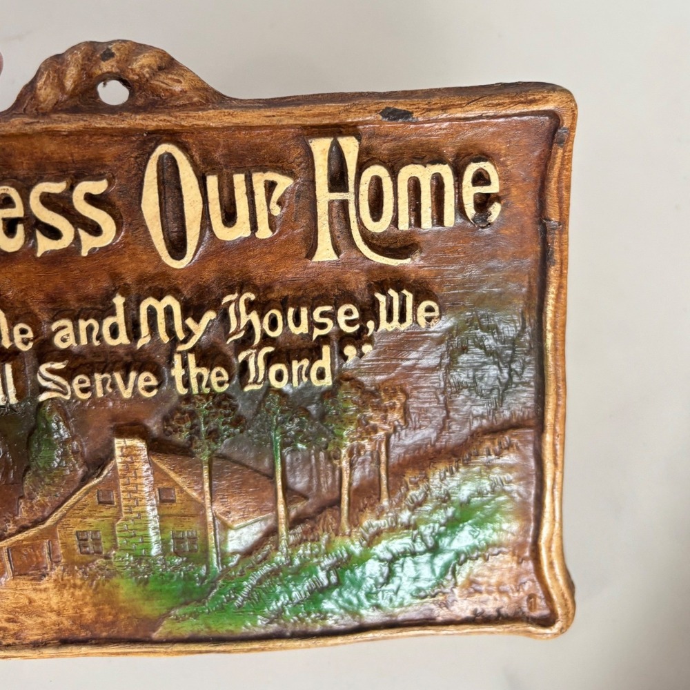 Vintage Multi Products Inc God Bless Our Home 3D Relief Wall Plaque Cabin Decor - Picture 3 of 5